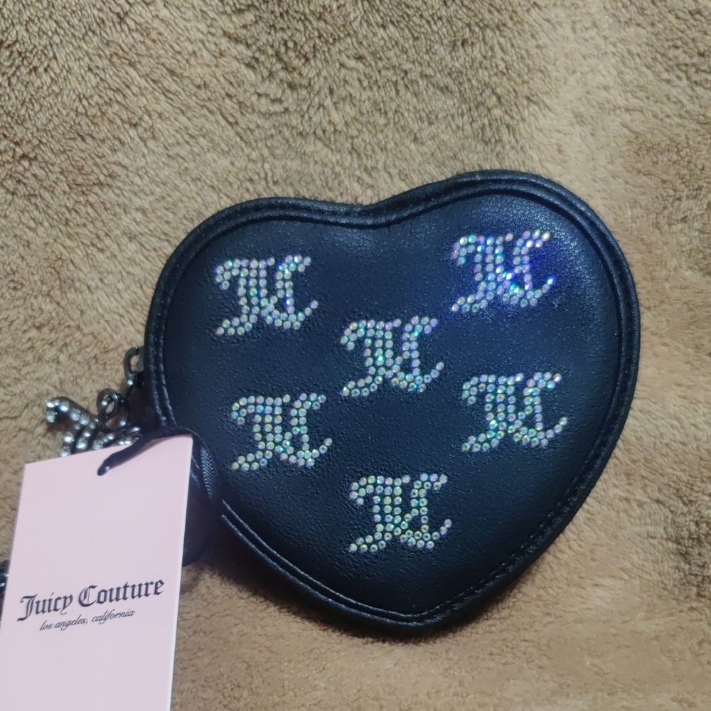 Juicy Couture Black Heart Key Holder • Sparkling Crystal Accents • Y2K Charm